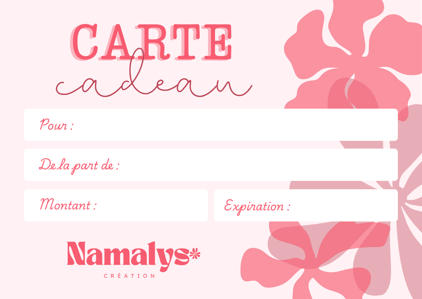 Carte cadeau Namalys Création