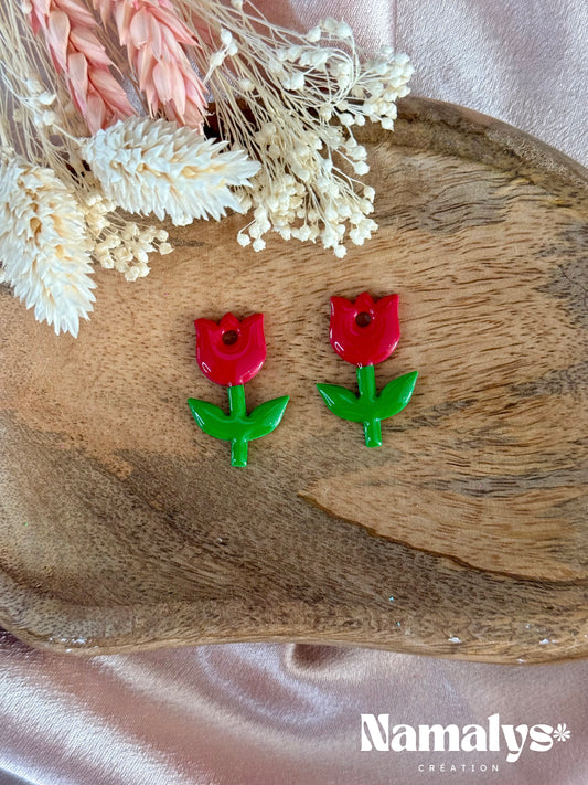 Pampille Tulipes - Boucles d'oreilles interchangeables