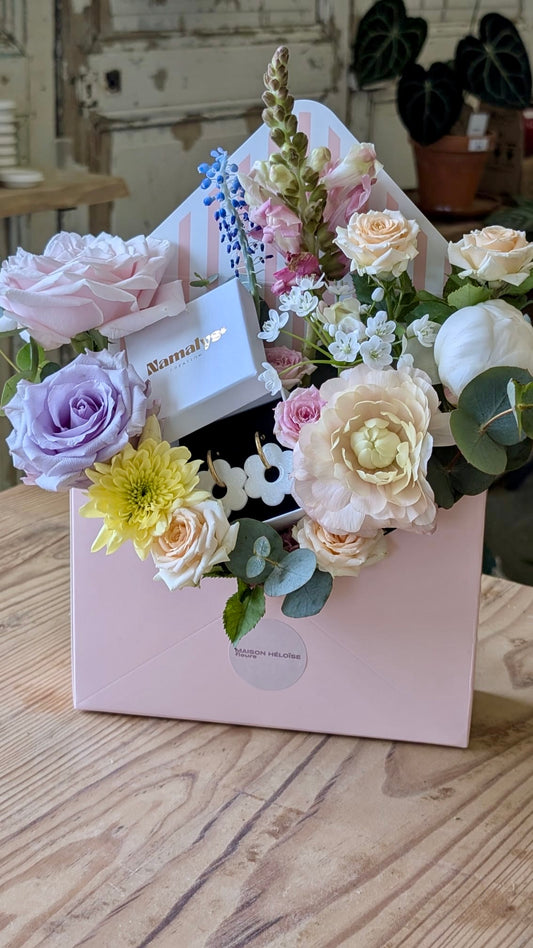 Coffret fête des mères - Fleurs + Boucles d'oreilles
