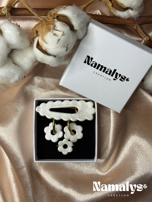 Coffret pampilles + créoles + bague + barrette cheveux