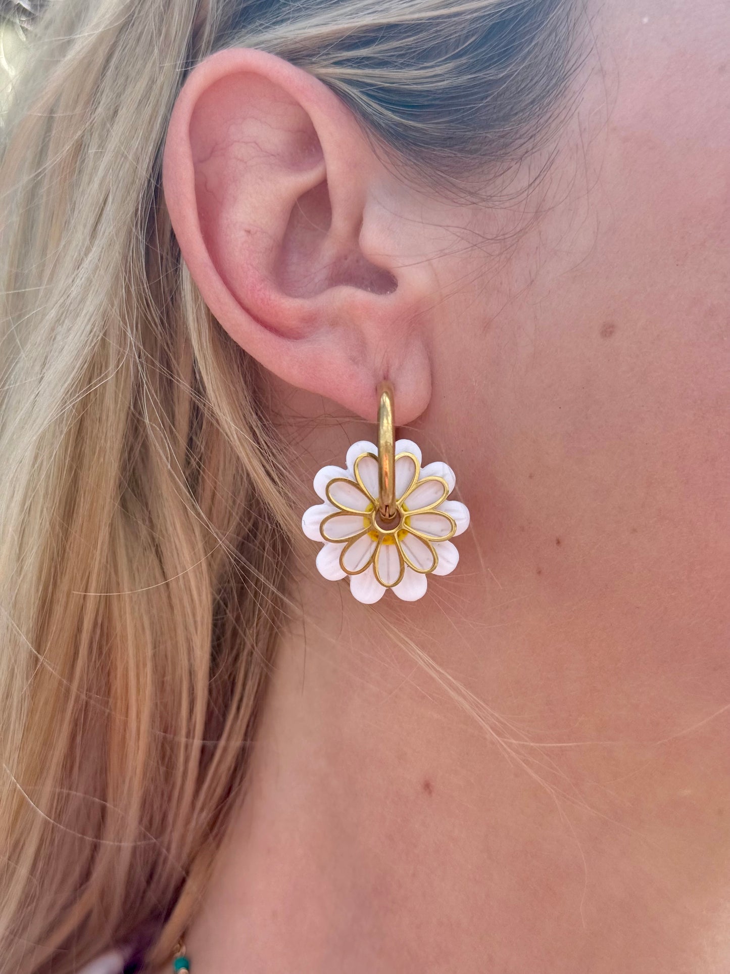 Pampille Margot blanche - Boucles d'oreilles interchangeables