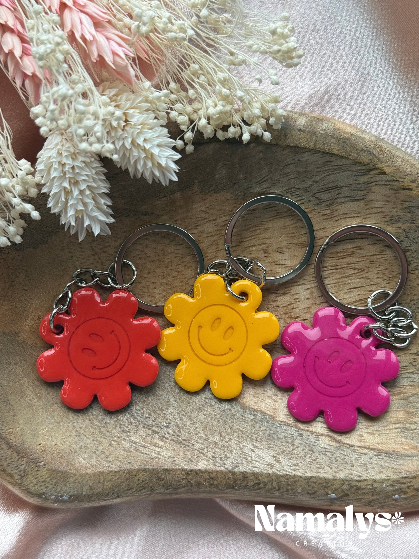 Porte-clés Fleurs - Argile polymère et résine UV