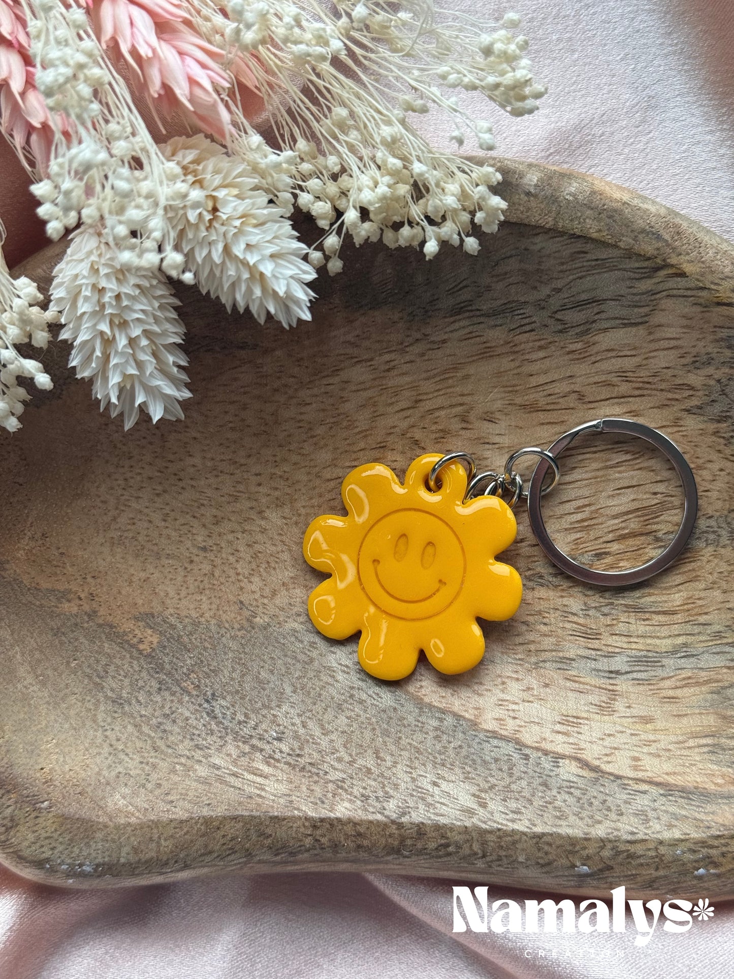 Porte-clés Fleurs - Argile polymère et résine UV