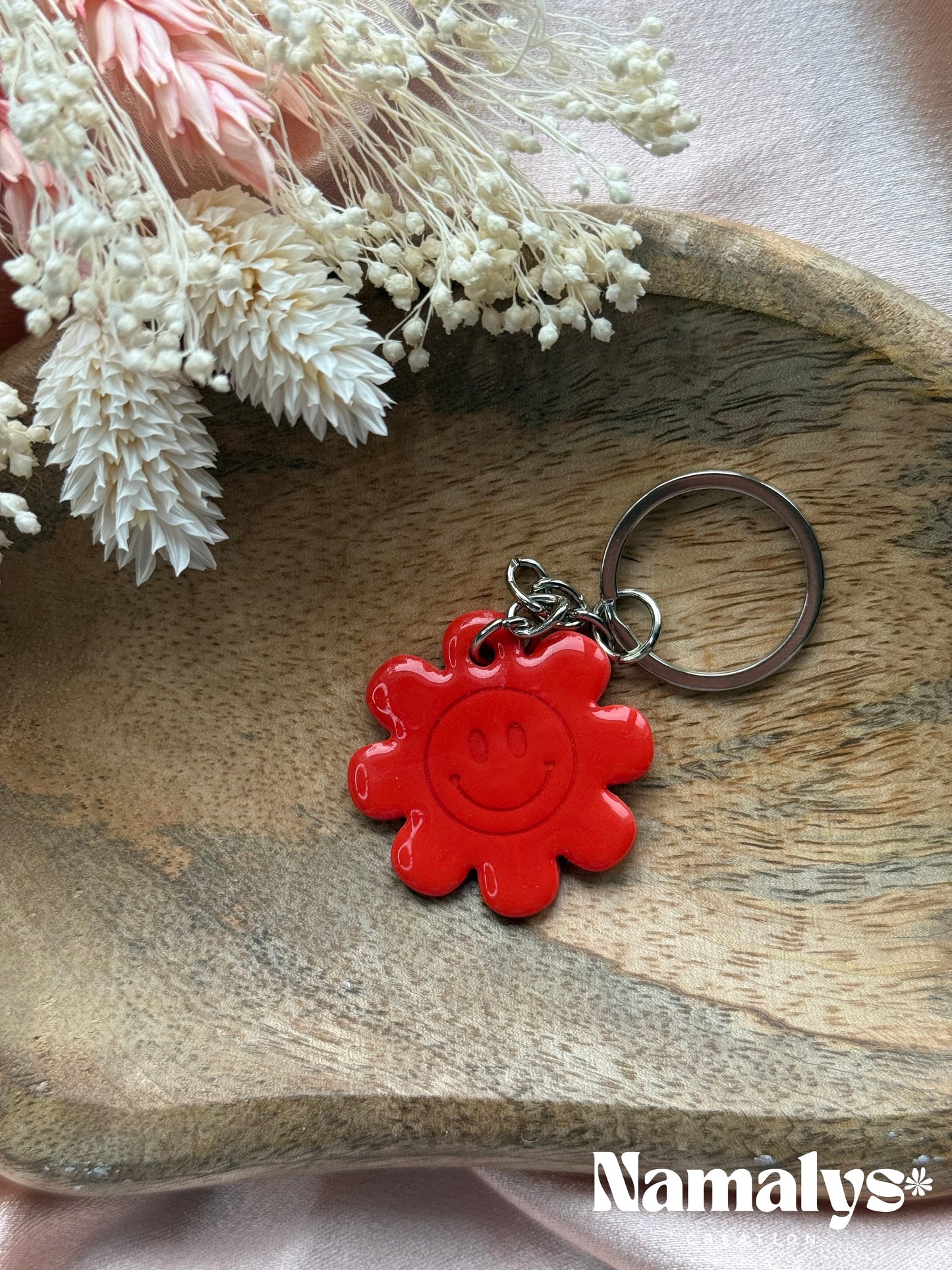 Porte-clés Fleurs - Argile polymère et résine UV