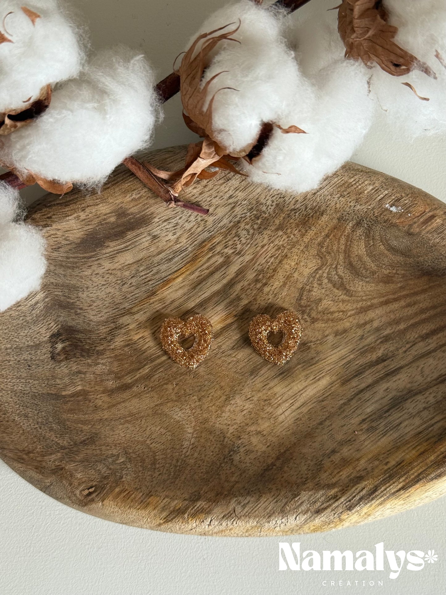 Pampilles "Petit coeur" en résine époxy