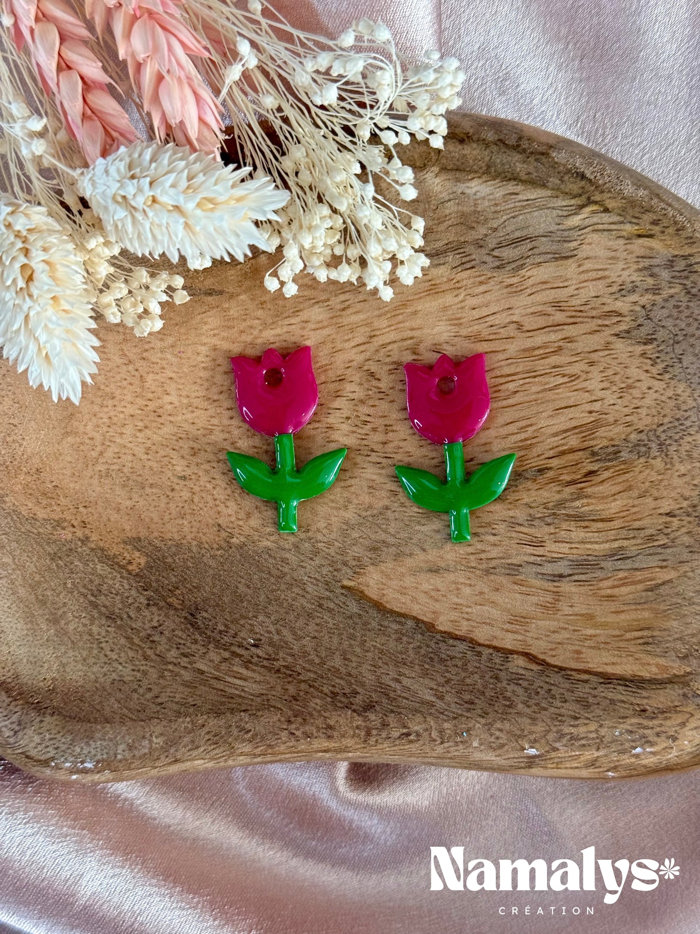Pampille Tulipes - Boucles d'oreilles interchangeables