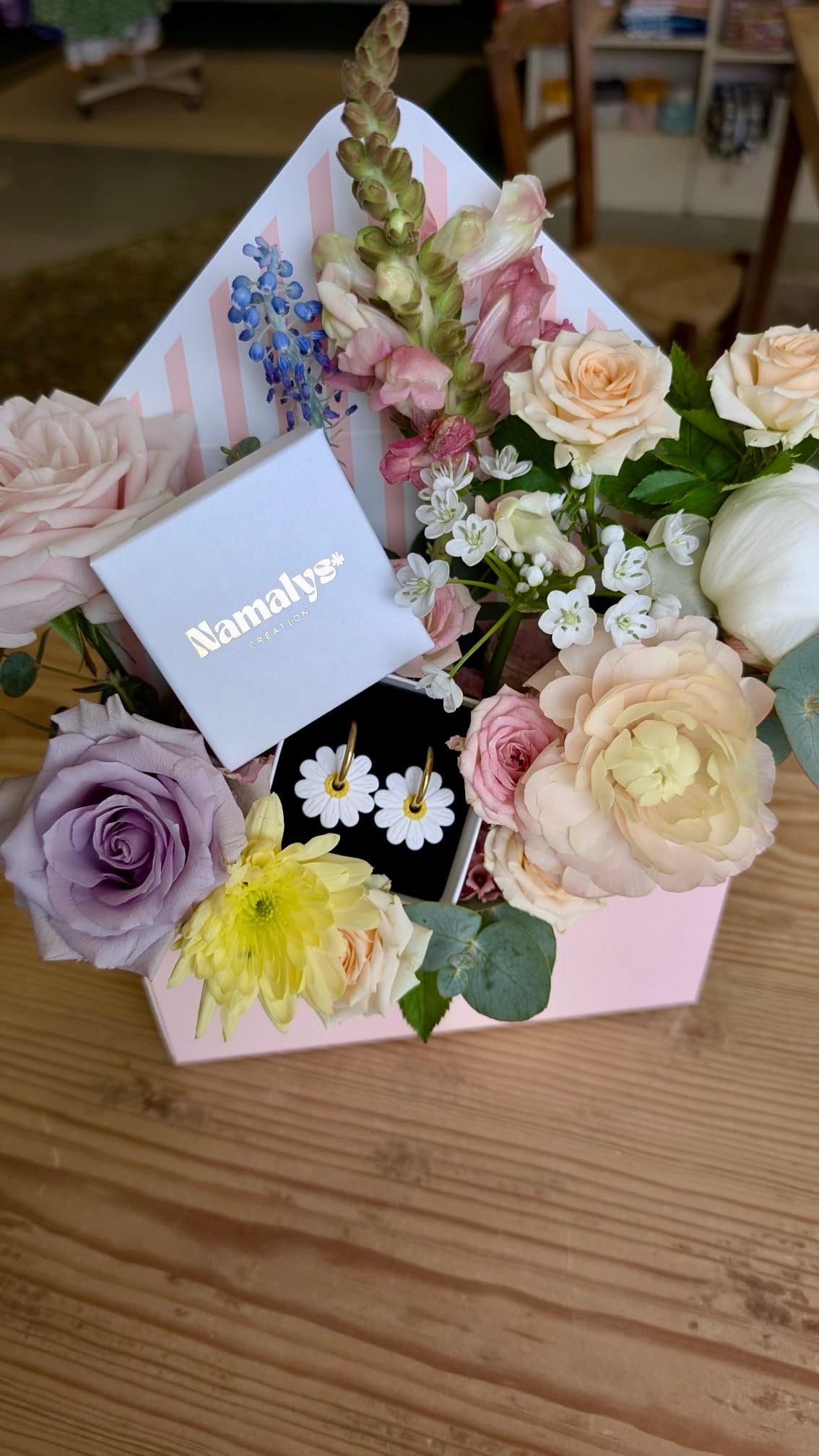 Coffret fête des mères - Fleurs + Boucles d'oreilles