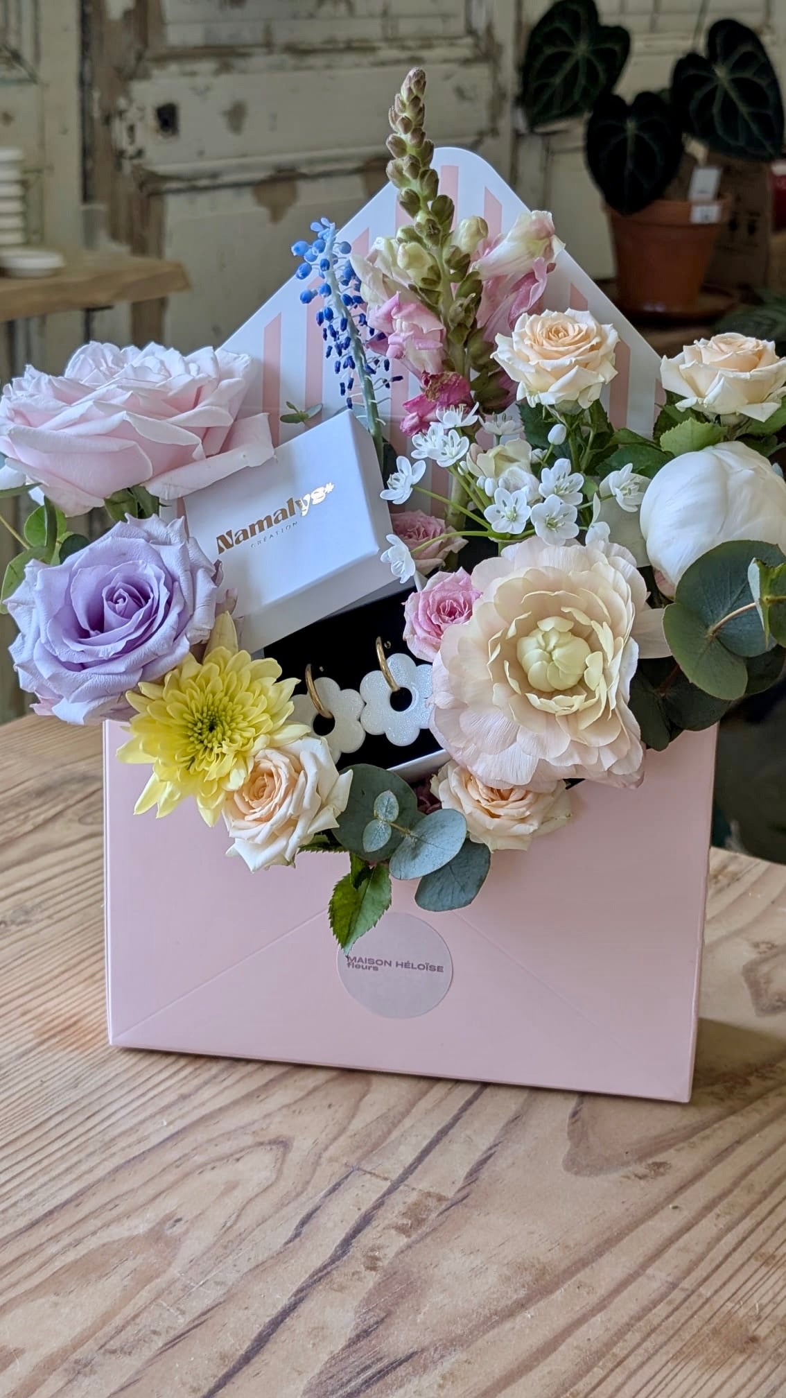 Coffret fête des mères - Fleurs + Boucles d'oreilles